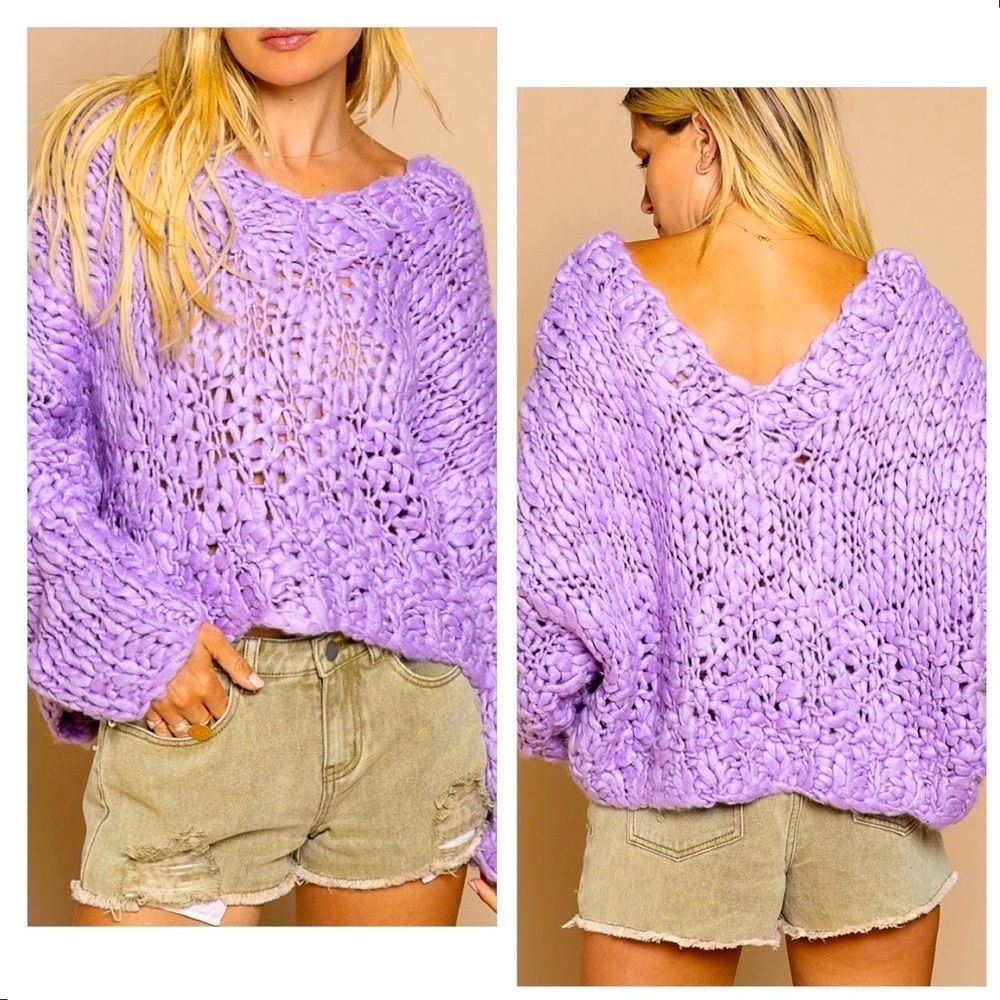 NWT! POL DOUBLE V NECK 100% ACRYLIC SUPER SOFT SWEATER IN LAVENDER HAZE!